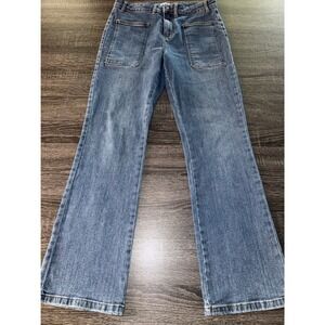 Melon Boot Cut Jeans Patch Pocket High Rise Denim Blue‎ Wash W32 UK 14